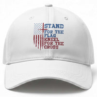 Stand For The Flag Kneel For The Cross Baseball Cap Cross US Flag American Patriotic Christian Faith 4th of July