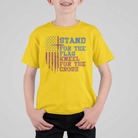 Stand For The Flag Kneel For The Cross T Shirt For Kid Cross US Flag American Patriotic Christian Faith 4th of July