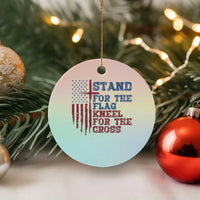 Stand For The Flag Kneel For The Cross Ceramic Ornament Cross US Flag American Patriotic Christian Faith 4th of July