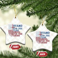 Stand For The Flag Kneel For The Cross Ceramic Ornament Cross US Flag American Patriotic Christian Faith 4th of July