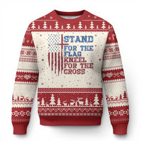 Stand For The Flag Kneel For The Cross Ugly Christmas Sweater Cross US Flag American Patriotic Christian Faith 4th of July