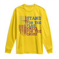 Stand For The Flag Kneel For The Cross Long Sleeve Shirt Cross US Flag American Patriotic Christian Faith 4th of July