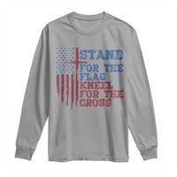 Stand For The Flag Kneel For The Cross Long Sleeve Shirt Cross US Flag American Patriotic Christian Faith 4th of July