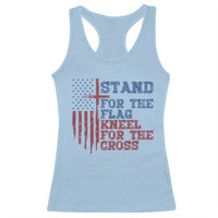 Stand For The Flag Kneel For The Cross Racerback Tank Top Cross US Flag American Patriotic Christian Faith 4th of July