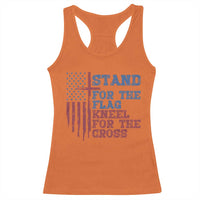 Stand For The Flag Kneel For The Cross Racerback Tank Top Cross US Flag American Patriotic Christian Faith 4th of July
