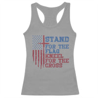 Stand For The Flag Kneel For The Cross Racerback Tank Top Cross US Flag American Patriotic Christian Faith 4th of July