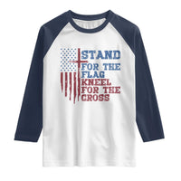 Stand For The Flag Kneel For The Cross Raglan Shirt Cross US Flag American Patriotic Christian Faith 4th of July