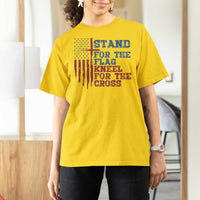 Stand For The Flag Kneel For The Cross T Shirt For Women Cross US Flag American Patriotic Christian Faith 4th of July