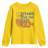 Stand For The Flag Kneel For The Cross Youth Sweatshirt Cross US Flag American Patriotic Christian Faith 4th of July