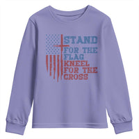 Stand For The Flag Kneel For The Cross Youth Sweatshirt Cross US Flag American Patriotic Christian Faith 4th of July