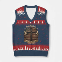 250 Years America V-Neck Knit Sweater Vest 250th Birthday 4th Of July Independence Day Faith Freedom