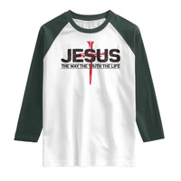 Jesus Christ Raglan Shirt The Way Truth Life Cross Nails Faith In God Christian
