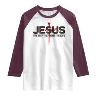 Jesus Christ Raglan Shirt The Way Truth Life Cross Nails Faith In God Christian