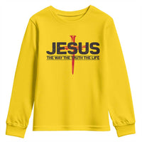 Jesus Christ Youth Sweatshirt The Way Truth Life Cross Nails Faith In God Christian