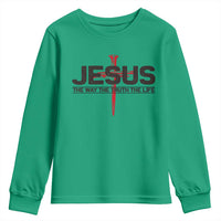 Jesus Christ Youth Sweatshirt The Way Truth Life Cross Nails Faith In God Christian