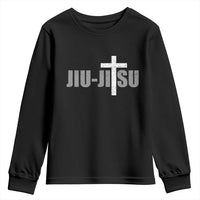 Jiu Jitsu Christian Cross Youth Sweatshirt Retro Vintage Minimal Religious Faith
