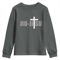 Jiu Jitsu Christian Cross Youth Sweatshirt Retro Vintage Minimal Religious Faith