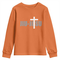 Jiu Jitsu Christian Cross Youth Sweatshirt Retro Vintage Minimal Religious Faith
