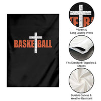 Christian Basketball Cross Garden Flag Retro Vintage Minimal Religious Faith