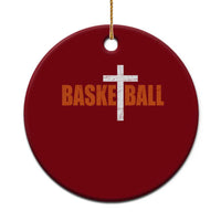 Christian Basketball Cross Ceramic Ornament Retro Vintage Minimal Religious Faith