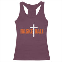 Christian Basketball Cross Racerback Tank Top Retro Vintage Minimal Religious Faith