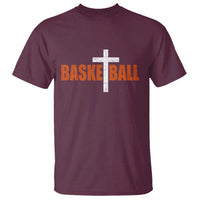 Christian Basketball Cross T Shirt Retro Vintage Minimal Religious Faith