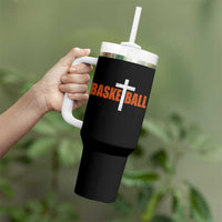 Christian Basketball Cross Tumbler With Handle Retro Vintage Minimal Religious Faith