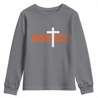 Christian Basketball Cross Youth Sweatshirt Retro Vintage Minimal Religious Faith