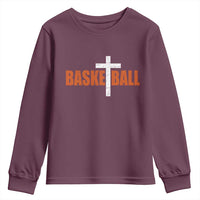 Christian Basketball Cross Youth Sweatshirt Retro Vintage Minimal Religious Faith