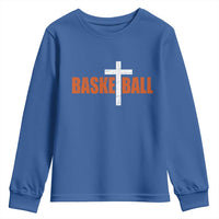 Christian Basketball Cross Youth Sweatshirt Retro Vintage Minimal Religious Faith