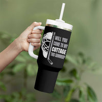 Will You Come To My Cottage This Summer Tumbler With Handle Retro LGBT Romance Hockey Fan
