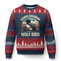Stupid Canadian Wolf Bird Ugly Christmas Sweater Retro Romance Hockey LGBT Book Movie Fans Gift