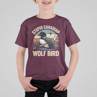 Stupid Canadian Wolf Bird T Shirt For Kid Retro Romance Hockey LGBT Book Movie Fans Gift