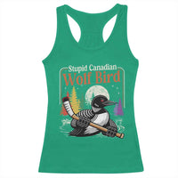 Stupid Canadian Wolf Bird Racerback Tank Top Retro Romance Hockey LGBT Book Movie Fans