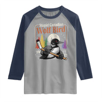 Stupid Canadian Wolf Bird Raglan Shirt Retro Romance Hockey LGBT Book Movie Fans