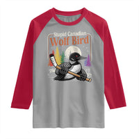Stupid Canadian Wolf Bird Raglan Shirt Retro Romance Hockey LGBT Book Movie Fans