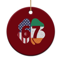 Six Seven 6 7 St Patricks Day Ceramic Ornament 67 Meme Irish American Ireland Flag Lucky Shamrocks