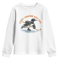 Stupid Canadian Wolf Bird Youth Sweatshirt Funny Romance Hockey Fan LGBTQ+