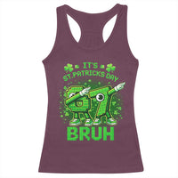 Its St Patricks Day 67 Bruh Racerback Tank Top Funny Shamrock Six Seven 6 7 Meme Gen Alpha