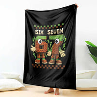 Six Seven Brainrot Italian Funny 67 Throw Blanket Checkered Kids Gaming Meme