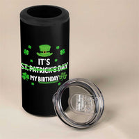 Funny Birthday St Patricks Day 4 in 1 Can Cooler Tumbler Funny Shamrock Born Lucky Irish Bday
