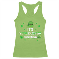 Funny Birthday St Patricks Day Racerback Tank Top Funny Shamrock Born Lucky Irish Bday