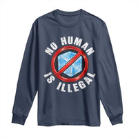 Abolish Ice No Human is Illegal Long Sleeve Shirt Retro Protest Subtle FDT