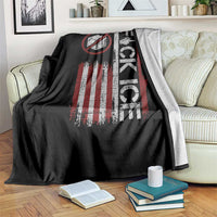Fck Ice Throw Blanket Retro US Flag Subtle FDT Protest