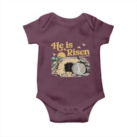 He Is Risen Baby Onesie Retro Vintage Easter Jesus Christian Apparel - Wonder Print Shop