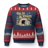 He Is Risen Ugly Christmas Sweater Retro Vintage Easter Jesus Christian Apparel - Wonder Print Shop