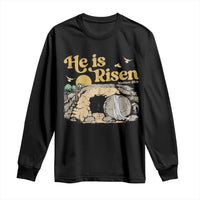 He Is Risen Long Sleeve Shirt Retro Vintage Easter Jesus Christian Apparel - Wonder Print Shop