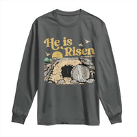 He Is Risen Long Sleeve Shirt Retro Vintage Easter Jesus Christian Apparel - Wonder Print Shop