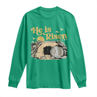 He Is Risen Long Sleeve Shirt Retro Vintage Easter Jesus Christian Apparel - Wonder Print Shop