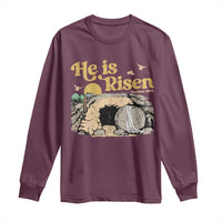 He Is Risen Long Sleeve Shirt Retro Vintage Easter Jesus Christian Apparel - Wonder Print Shop